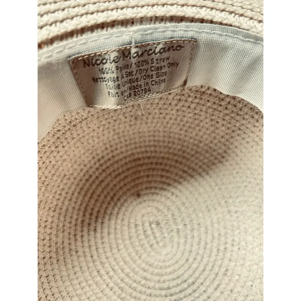 Nicole Marciano Big Floppy Ivory 100% Straw “OUT OF OFFICE” Beach Vacation Hat